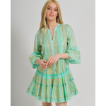 Ble Φορεμα Πρασινο /Χρυσο με Χαντρες και Κροσσια one Size ( 100% Cotton)