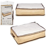 Clothes storage box with transparent details with dimensions 32x45x15cm in beige color