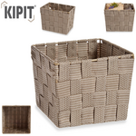 Rectangular fabric box without handles in beige color