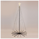 Δεντρο Φωτιζομενο με Αστερι Κορυφη 180cm, 31v Μετασχηματιστη, Αναδιπλουμενη Βαση, 505 Mini Γαλακτερα Led, Μαυρο Πλακε Χαλκινο Καλωδιο, Θερμο Λευκο Led, Προεκταση Παροχης 5m, Ip44