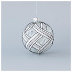 Γυαλινη Μπαλα, Ασπρομαυρη, με Ασημι Glitter, σετ 4τμχ, 8cm