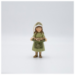 Στολιδι Πολυρεζιν, Κοριτσακι, Πρασινο με Καλαθι με Φρουτα, 5.5x12cm