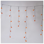 Κουρτινα, 50 led 3mm, Διακοσμητικές Κολοκυθες Halloween, Μπαταριας 3xaa, Χρονοδιακοπτη, Μαυρο pvc Καλωδιο, Θερμο Λευκο Led, 180x106cm, Ip20