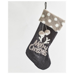 Καλτσα, Γκρι, Βελουδινη, με πον Πον, 28x5x55cm