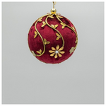 Βελουδινη Μπαλα, Μπορντο, με Χρυσες Πεταλουδες, 10cm