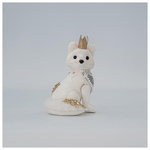 Βελουδινη Αλεπου, Λευκη, με Χρυσο Γκλιτερ, 14x13x7cm