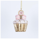 Στολιδι Πολυρεζιν, cup Cake, Χρυσο με Ροζ, 4.5x7cm