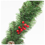 Γιρλαντα με Κλαδια, με Χιονισμενες Κουκουναρες και Berries 270x24cm, 138 Tips (Παχος των Tips 8cm- Μηκος 17cm), Πρασινο Χρωμα