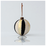 Γυαλινη Μπαλα, Τριχρωμη, Λευκη-Χρυση-Μαυρη, σετ 4τμχ, 10cm