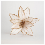 Λουλουδι Λευκο, με Χρυσο Glitter, 24cm