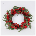 Στεφανι με Κοκκινα Berries και Κλαδι Ελατου, 50cm