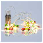 Σειρα, 10 led 5mm, με Ακρυλικα Αυτοκινητα 3,7cm, Μπαταριας 2xaa, Διαφανο pvc Καλωδιο, Θερμο Λευκο Led, ana 10cm, Προεκταση Παροχης 50cm, Ip20