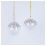 Γυαλινη Μπαλα, Διαφανη, με Διαφανες Χαντρες, 2 Σχηματα, σετ 4τμχ, 10cm