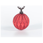 Μπαλα Αναγλυφη Πορσελανινη, Κοκκινη με Ταρανδο, 1τμχ, 8cm