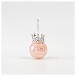 Γυαλινη Μπαλα, ροζ Περλε, με Κορωνα, σετ 4τμχ, 8x10cm
