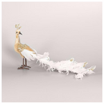 Βελουδινο Παγωνι, Μοκα, με Λευκα Πουπουλα, με Χρυσο Glitter, 35x19cm