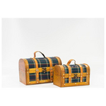 Υφασματινη Βαλιτσα, Μπλε Καρο, σετ 2 Τμχ, 30x18x19cm και 24x13x15,3cm