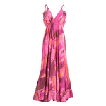 Ble Φορεμα Μακρυ Αμανικο με Βολαν σε Μωβ/ροζ Χρωμα και Χρυσες Λεπτομερειες one Size(100% Crepe)