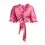 Ble Τοπ/μπλουζα Κρουαζε σε Μωβ/ροζ Χρωμα και Χρυσες Λεπτομερειες one Size(100% Crepe)