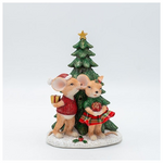 Διακοσμητικο Πολυρεζιν, Ποντικακια Ζευγαρι με Δεντρο, Φωτιζομενο, 11x16cm