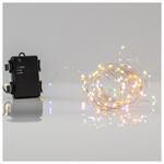 Σειρα, 50 led 5mm, Μπαταριας 3xaa, 11 Προγραμματα & Μνημη, Χρονοδιακοπτης, Ασημι Χαλκινο Καλωδιο, Χρωματιστο Opal & Θερμο Λευκο led ana 10cm, Προεκταση Παροχης 10cm, Ip44