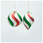 Γυαλινο Στολιδι, Candy, Πρασινο Κοκκινο, 2 Σχεδια, σετ 4 Τμχ, 10cm 8x15cm