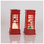 Φωτιζομενος Τηλεφωνικος Θαλαμος, με Νερο στο Εσωτερικο, Μπαταριας 3*lr44, Θερμο Λευκο Led, 5,4x5,4*12cm, 2 Σχεδιων, Ip20, Display box (16pcs)