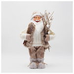 Αγιος Βασιλης, με Μπεζ Γουνα και Παγοπεδιλα, 45cm