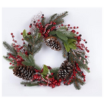 Στεφανι με Χιονισμενα Berries και Κουκουναρια, 55cm