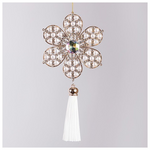 Στολιδι Χιονονιφαδα, Χρυσο Περλε με Λευκη Φουντα, 8.8x19cm