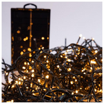 Σειρα, 480 Led, 31v/1.8w Ηλιακο Πανελ gp με Αισθητηρα Φωτος, 3,7v/1800mah Μπαταριας 12 Προγραμματα, Remote Control, Πρασινο pvc Καλωδιο, Θερμο Λευκο Led, ανα 5cm, Προεκταση Παροχης 3m, Ip44