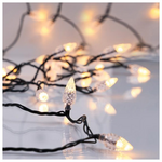 Σειρα, 100 led 5mm, με Διαφανα Διαμαντια 3cm, 31v Μετασχηματιστη, Σταθερο, Πρασινο pvc Καλωδιο, Θερμο Λευκο Led, ανα 10cm, Προεκταση Παροχης 3m, Ip44