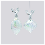 Στολιδι Πλαστικο, Ιριδιζον με Ασημι Ταρανδο, 2 Σχεδια, 9x5.5x15.5cm