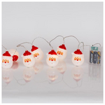 Σειρα, 10 led 5mm, Προσωπο Αγιου Βασιλη, Μπαταριας 3xaa, Χρονοδιακοπτη, Διαφανο pvc Καλωδιο, Θερμο Λευκο Led, ανα 15cm, Προεκταση Παροχης 30cm, Ip20