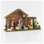 Φατνη Ξυλινη με 10 Πορσελανινες Φιγουρες, 40x15x24cm