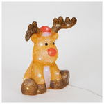 Ακρυλικο Ελαφι Καφε, 3,5v Μετασχηματιστη, 35 Λευκα led + 5 Λευκα Flash Led, Προεκταση Παροχης 5m, 23x19x30cm, Ip44