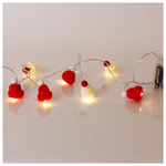 Σειρα, 10 led 5mm, με Υφασματινα Σκουφακια, Μπαταριας 3xaa, Timer, Διαφανο pvc Καλωδιο, Θερμο Λευκο Led, ανα 15cm, Προεκταση Παροχης 30cm, Ip20