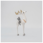 Βελουδινο Ελαφι, Λευκο, με Χρυσο Γκλιτερ, 19x25x5cm