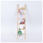 Ξυλινη Διακοσμητικη Σκαλα με Αγιο Βασιλη και Καρδουλα, 2.5x14.5x60cm