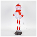 Ακρυλικος Χιονανθρωπος με Ποδια Candy, 3,5v Μετασχηματιστη, 35 Λευκα Led, Προεκταση Παροχης 5m, 25x18x67cm, Ip44