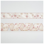 Κορδελα Σαμπανι με Ασημι και ροζ Χιονονιφαδες, 6,35cm, 10y