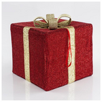 Κουτι Δωρου Υφασματινο, Κοκκινο με Χρυση Κορδελα, 40cm