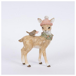 Διακοσμητικο Πολυρεζιν, Ελαφακι με Πουλακι, 10,5x4,5x15,5cm