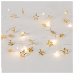 Σειρα 20 Mini led με Διακοσμητικα Αστερια , Μπαταριας 3χαα, Timer, Θερμο Λευκο Led, Χαλκινο Καλωδιο, Προεκταση Παροχης 30cm, Ip20