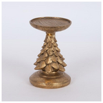 Διακοσμητικο Κηροπηγιο, Χριστουγεννιατικο Δεντρο, Χρυσο, 8.5x15.5cm