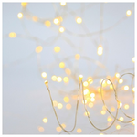 Σειρα, 200 Mini Led, 4,5v Μετασχηματιστη, Σταθερο,  Ασημι Χαλκινο Καλωδιο, Θερμο Λευκο, ανα 10cm, Προεκταση Παροχης 5m, Ιρ44