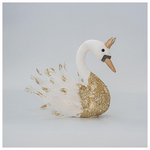 Βελουδινος Κυκνος, Λευκος, με Χρυσο Γκλιτερ, 27x22x28cm