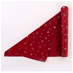 Ρανερ, Κοκκινο Βελουδο με Σαμπανι Αστερακια, 35x200cm