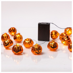 Σειρα, 20 Mini Led, Πορτοκαλι Κολοκυθες Halloween, Μπαταριας 3xaa, Χρονοδιακοπτη, Μαυρο Χαλκινο Καλωδιο, Θερμο Λευκο Led, ανα 10cm, Προεκταση Παροχης 30cm, Ip20