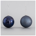 Πλαστικη Μπαλα, Σκουρη Μπλε, σετ 6 τμχ (3 Γυαλιστερες, 3 Glitter), 8cm